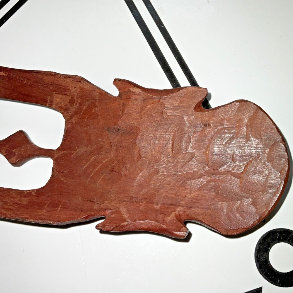 Hand Carved African Style Wooden Mask Wall Decor Red Brown Openwork Long Mask - Picture 7 of 16